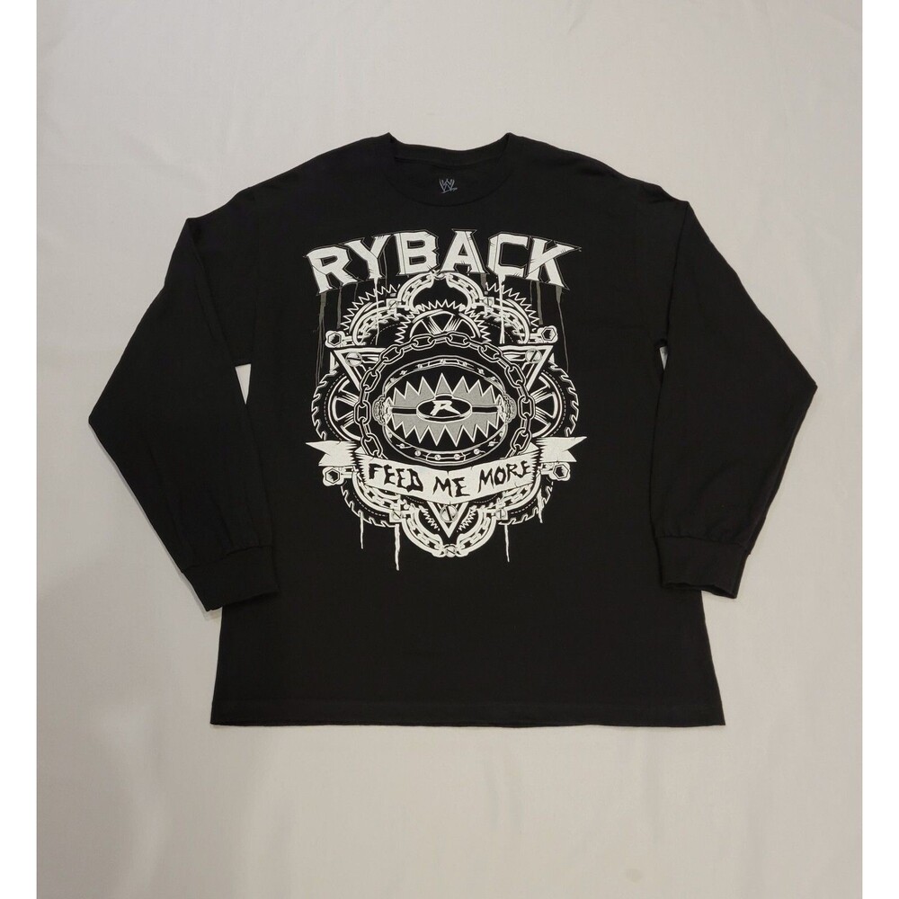 WWE Ryback Long Sleeve Shirt Mens Large Double Sided Feed Me More Wrestling